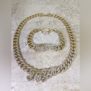 New! 18K Gold Plated I Love You Necklace Set